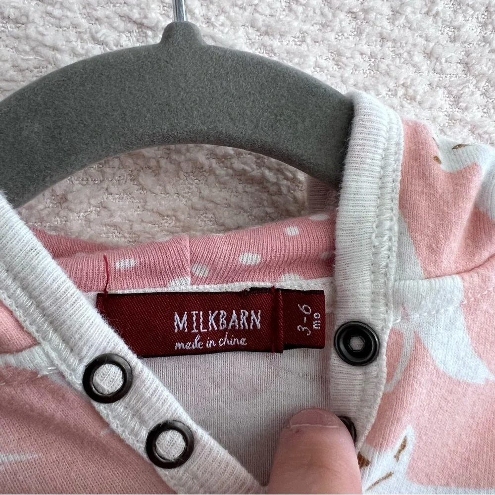 Milkbarn Baby Fox Pink 100% Organic Cotton One Piece Romper‎ Size 3-6 Months